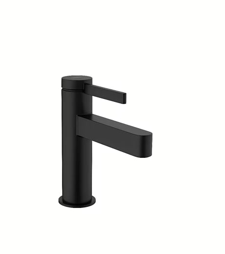 Hansgrohe Finoris ventil za umivaonik za hladnu vodu u mat crnoj boji s vitkim geometrijskim dizajnom