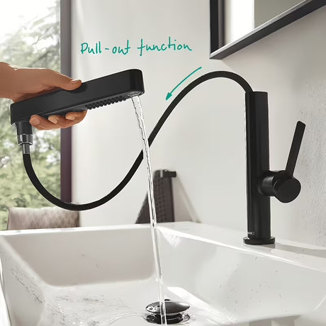 Hansgrohe Finoris miješalica za umivaonik u crnoj mat izvedbi s izvlačivim tušem