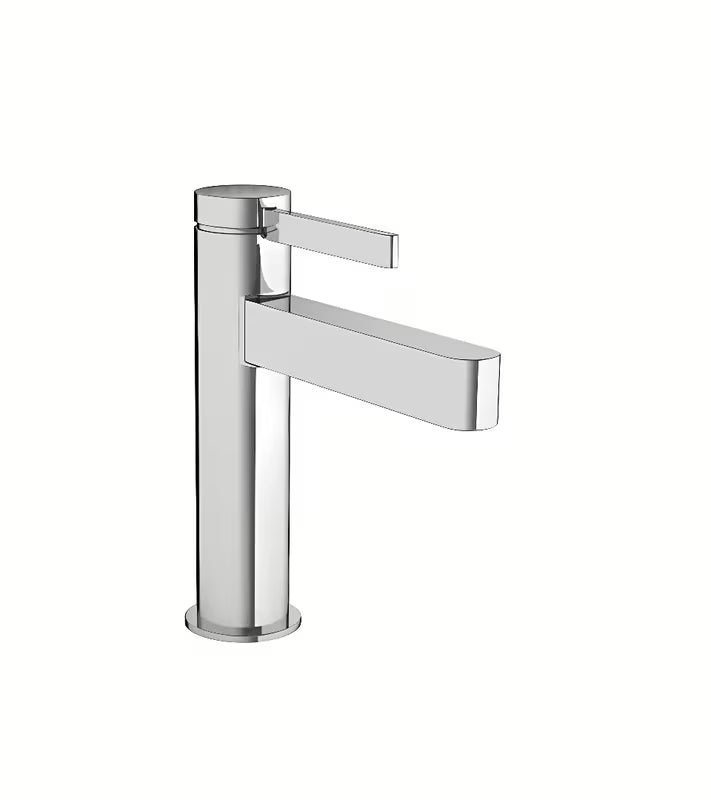 Kromirana umivaonička jednoručna baterija slavina Hansgrohe Finoris s odvodom s podizačem u purističkom dizajnu.