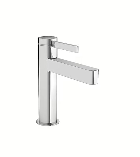 Kromirana umivaonička jednoručna baterija slavina Hansgrohe Finoris s odvodom s podizačem u purističkom dizajnu.