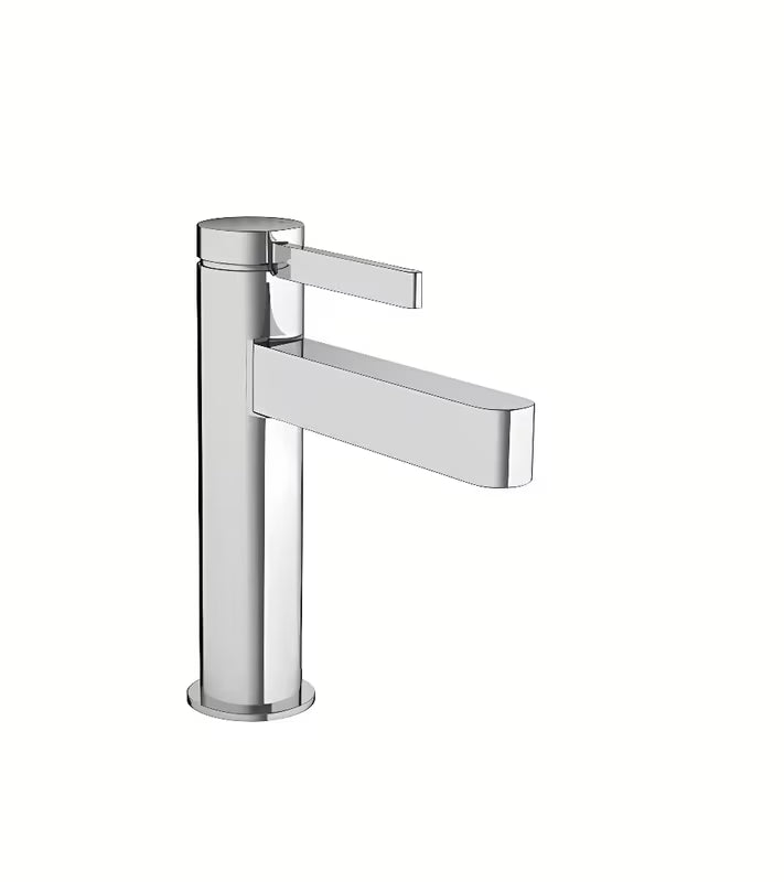 Kromirana jednoručna baterija miješalica za umivaonik hansgrohe Finoris 110 s odvodnim setom push-open.