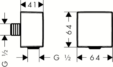 Hansgrohe fixfit Square podžbukni priključak tuš crijeva u krom izvedbi s nepovratnim ventilom