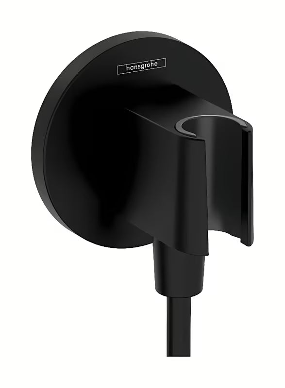 Hansgrohe fixfit S podžbukni priključak s držačem tuša u mat crnoj izvedbi.