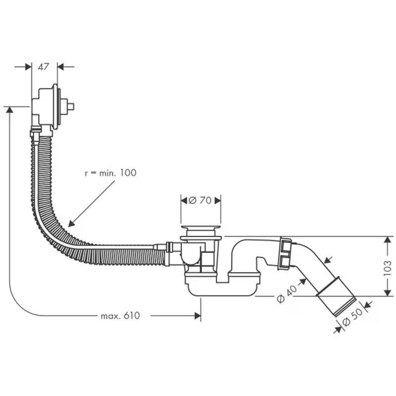 Hansgrohe Flexaplus odljevno preljevna garnitura za kadu u sivoj izvedbi pro standardni kade
