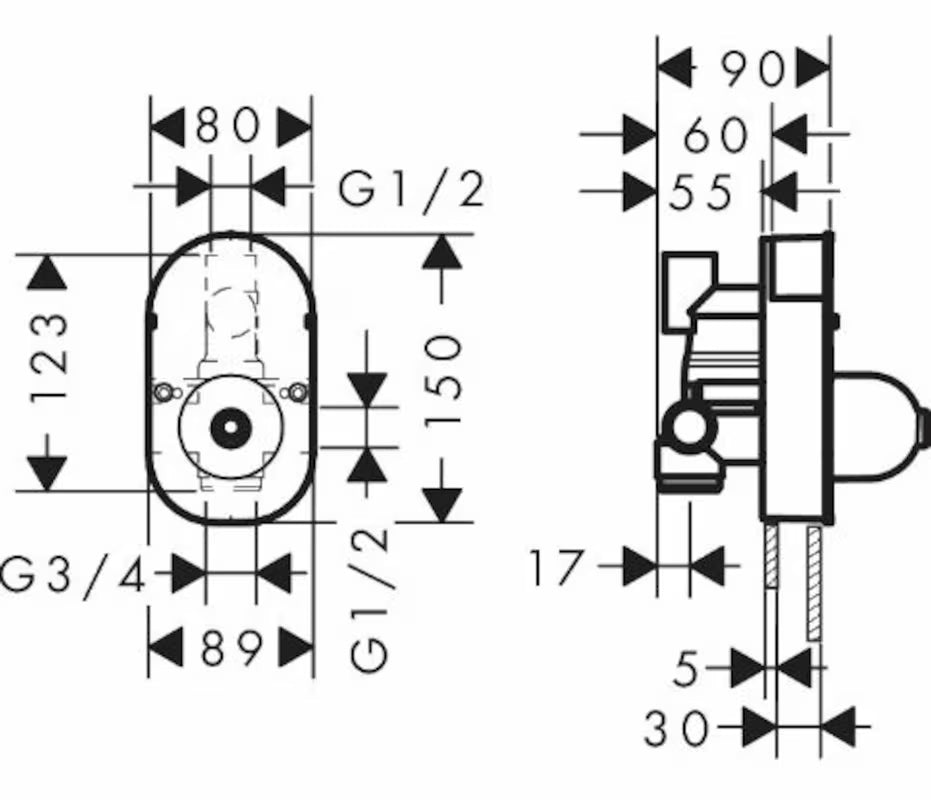 Podžbukno tijelo Hansgrohe Focus bez miješalice pro za podžbuknu ugradnju