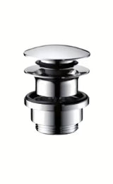 Kromirana odvod za umivaonik Hansgrohe s upravljanjem Push-Open pro umivaonici s preljevom.