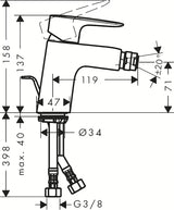 Kromirana stojeća miješalica za bide Hansgrohe HG248 s odvodom i perlatorom sa zglobnim spojem