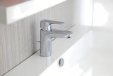 Kromirana jednoručna baterija stojeća miješalica za umivaonik Hansgrohe HG248 s odvodom zaobljenog dizajna
