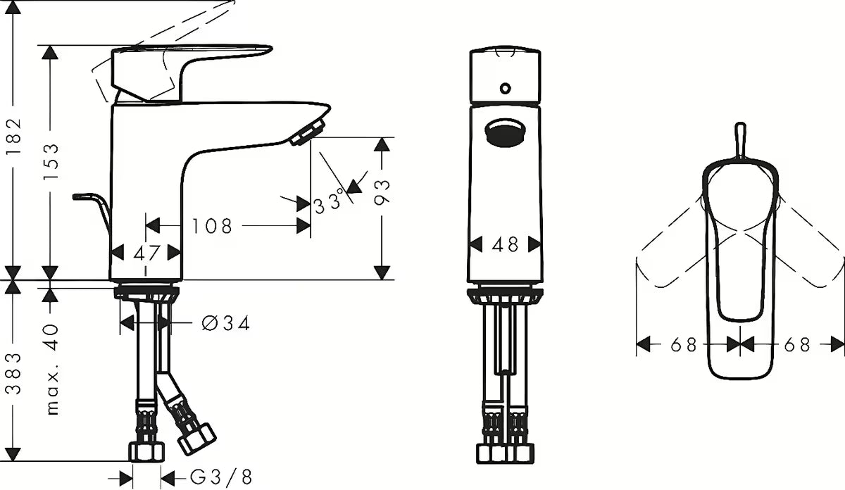 Kromirani jednoručna baterija stojeća miješalica za umivaonik Hansgrohe HG248 s odvodom
