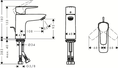 Kromirani jednoručna baterija stojeća miješalica za umivaonik Hansgrohe HG248 s odvodom