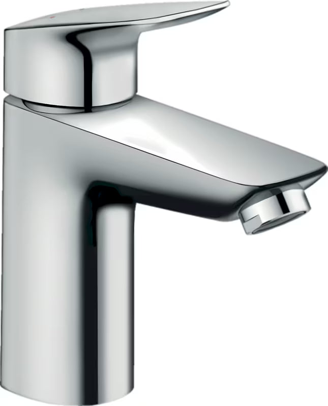 Kromirana jednoručna baterija miješalica za umivaonik hansgrohe Logis 100 s odvodom i dizajnom SoftCube.