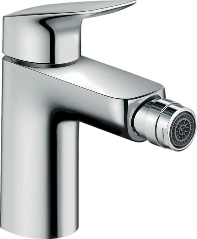 Kromirana jednoručna baterija miješalica za bide hansgrohe Logis 100 s odvodom i dizajnom SoftCube.