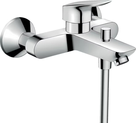 Kromirana zidna miješalica za kadu hansgrohe Logis s ručicom i preklopnikom kada/tuš