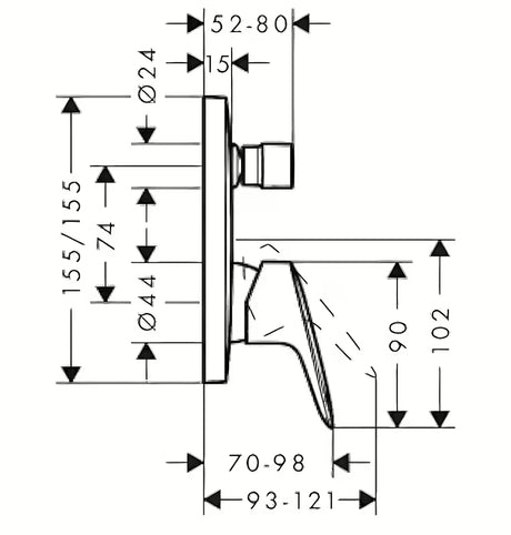 Podžbukna jednoručna baterija miješalica za kadu hansgrohe Logis u krom izvedbi pro tuš i punjenje kade.