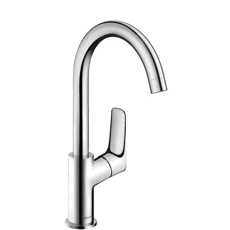 Kromirana umivaonička jednoručna baterija slavina hansgrohe Logis 210 sa zakretnim izljevom i ispusnim ventilom s poteznom šipkom