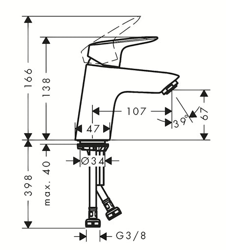 Kromirana miješalica za umivaonik jednoručna baterija hansgrohe Logis 70 bez odvodnog seta u dizajnu SoftCube.