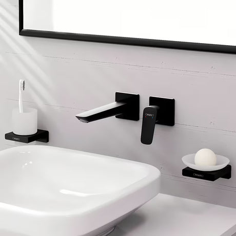 Hansgrohe Logis podžbukna jednoručna baterija miješalica za umivaonik u mat crnoj boji s odvodnom garniturom