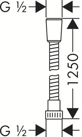Tuš crijevo Hansgrohe Metaflex u krom izvedbi, duljina 1,25 m, s navojem G ½.