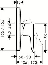 Podžbukna jednoručna baterija miješalica za tuš Hansgrohe Metris u krom izvedbi