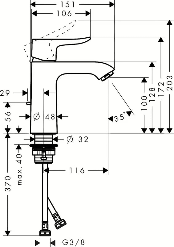 Kromirana jednoručna baterija miješalica za umivaonik hansgrohe Metris 110 s odvodom i tehnologijom EcoSmart