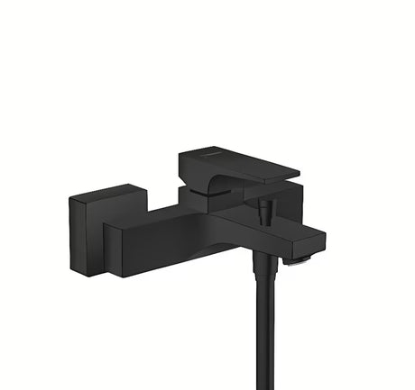 Zidna jednoručna baterija miješalica za kadu hansgrohe Metropol u mat crnoj boji s preklopnikom pro ručni tuš