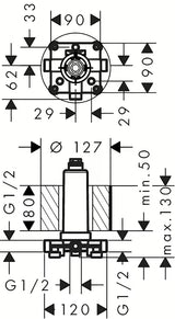 Podžbukno tijelo hansgrohe Rainmaker Select pro stropni priključak ručni tuševi