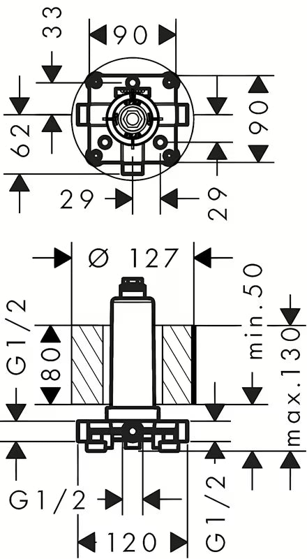Podžbukno tijelo hansgrohe Rainmaker Select pro stropni priključak ručni tuševi