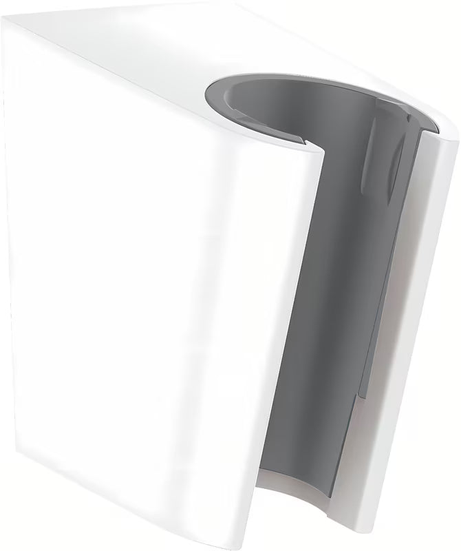 Bijeli fiksni nosač ručnog tuša Hansgrohe Porter S pro crijeva s konusnom maticom.