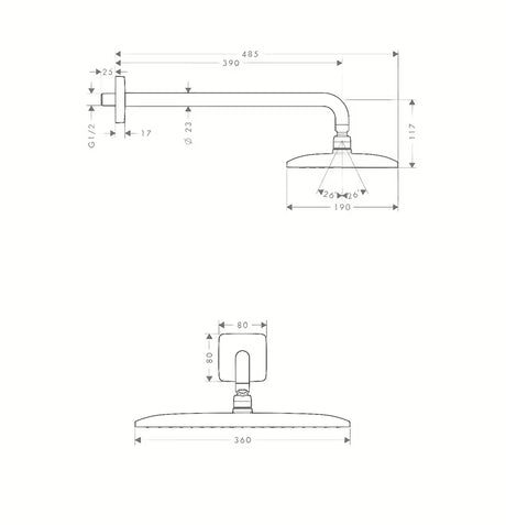 Hansgrohe Raindance E nadglavni tuš s tuš krakom u krom izvedbi
