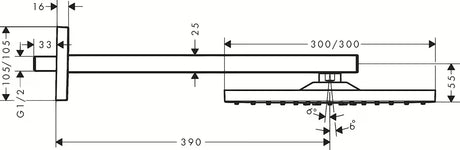 Hansgrohe Raindance nadglavni tuš 300 × 300 mm s tuš krakom u krom izvedbi
