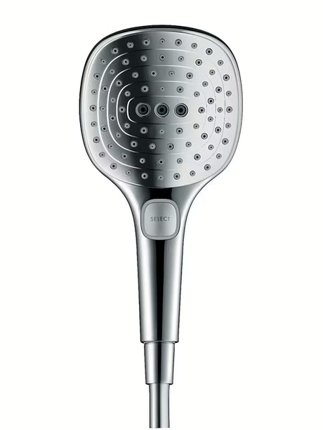 Ručna ručni tuš Hansgrohe Raindance Select E u izvedbi bijela/krom s tipkom Select