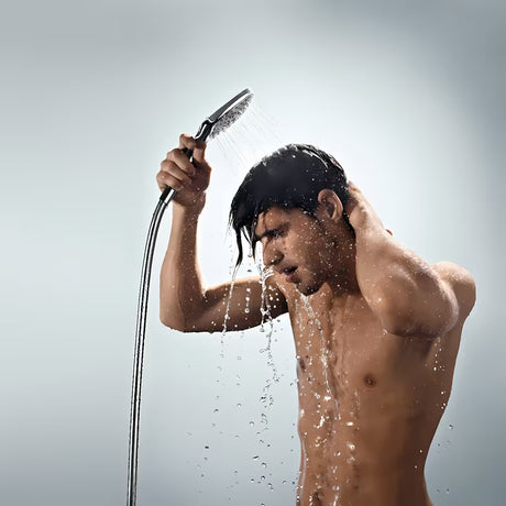 Ručni tuš Hansgrohe Raindance Select E bijela/krom s tipkom Select s tri mlaza
