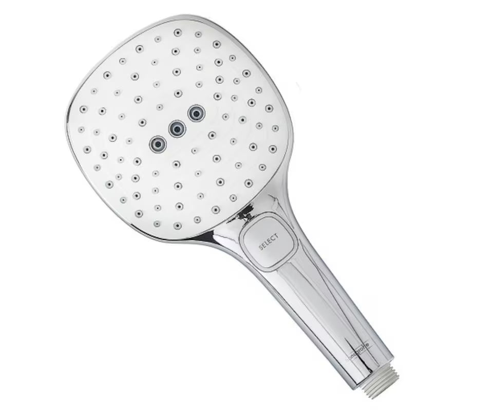 Ručni tuš Hansgrohe Raindance Select E bijela/krom s tipkom Select s tri mlaza