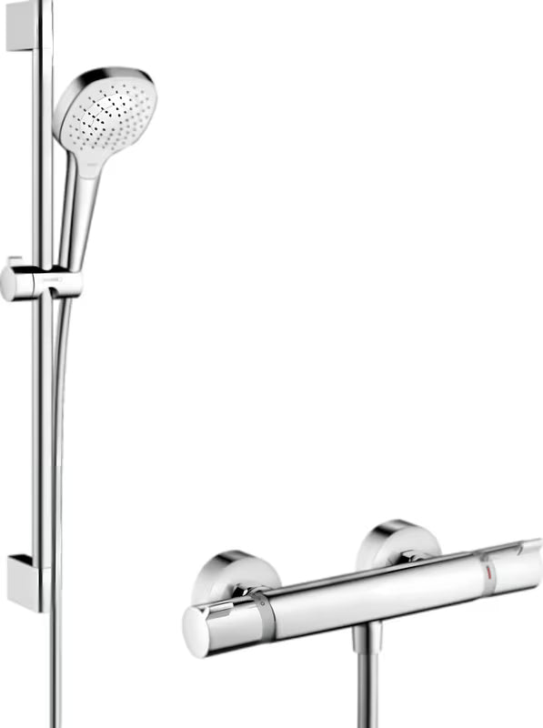 Hansgrohe Raindance Select E tuš sustav s termostatom u bijeloj i krom izvedbi s ručnim tušem 110 mm