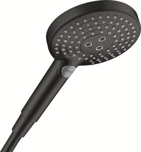 Crna mat ručna tuš slušalica Hansgrohe Raindance Select S tipkom Select s 3 mlaza