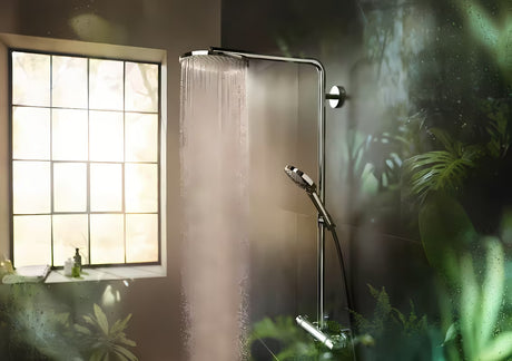Hansgrohe Raindance Select S tuš sustav s termostatskom miješalicom u kromu s nadglavnim i ručnim tušem