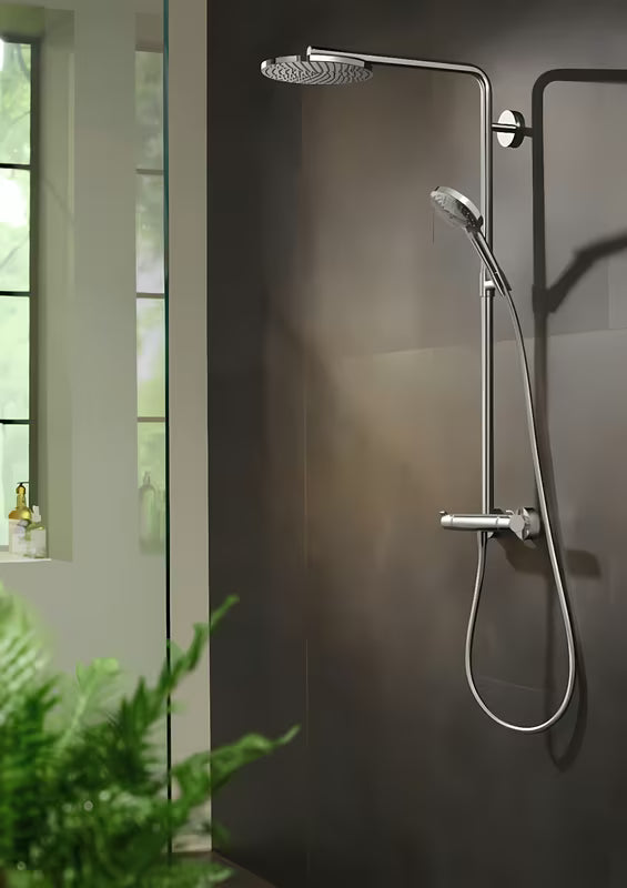Hansgrohe Raindance Select S tuš sustav s termostatskom miješalicom u kromu s nadglavnim i ručnim tušem