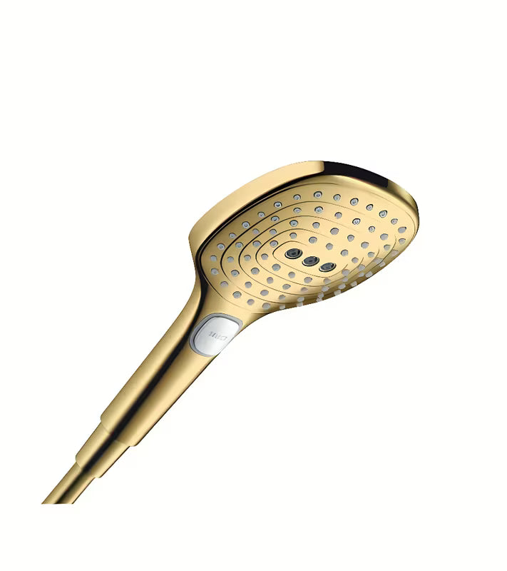 Ručna tuš slušalica hansgrohe Raindance Select E 120 u izgledu poliranog zlata s 3 vrste mlaza