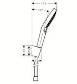 Kromirani kadni tuš set Hansgrohe Raindance Select S ručnim tušem 125 mm, držačem i crijevom 1,60 m.