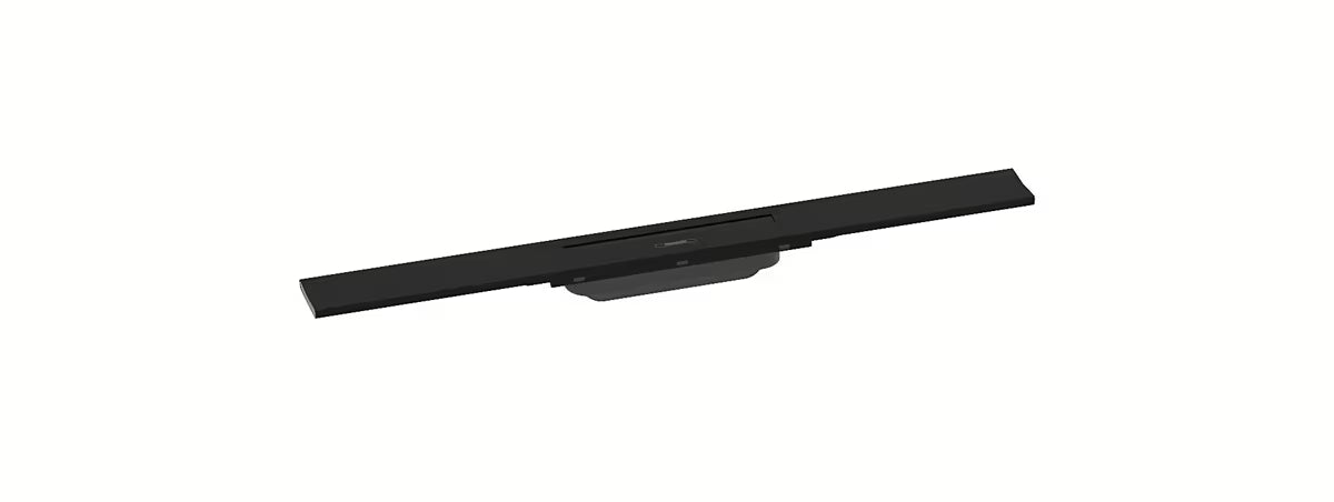 Tuš kanalica hansgrohe raindrain Flex 70 cm u mat crnoj boji s dizajnerskim pokrovom.