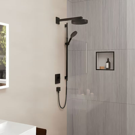 Hansgrohe Rainfinity tuš set EcoSmart u mat crnoj boji s ručnim tušem, šipkom i tekstilnim crijevom