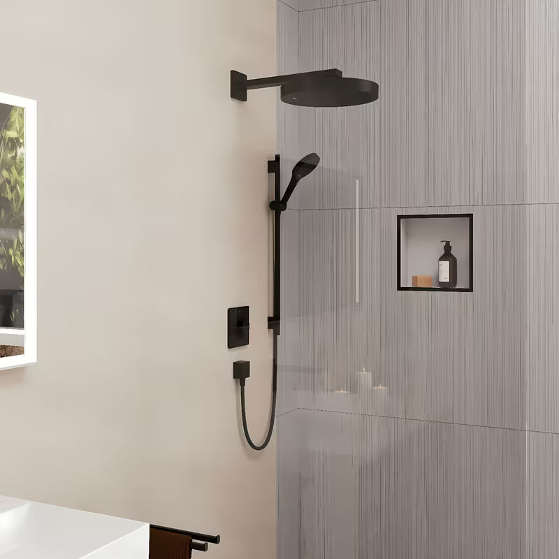 Hansgrohe Rainfinity tuš set u mat crnoj boji s ručnim tušem, tuš šipkom i tekstilnim crijevom