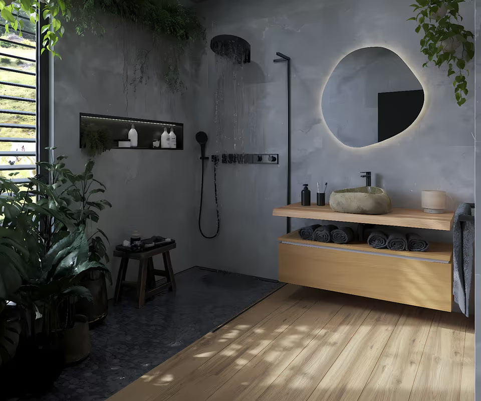 Ručni tuš hansgrohe Rainfinity 130 3jet EcoSmart u mat crnoj boji s antracitnom tuš pločom