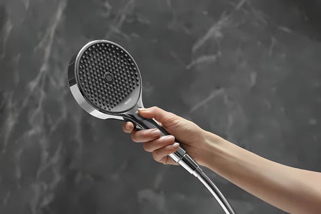 Ručni tuš hansgrohe Rainfinity 130 3jet u kromu s antracitnom tuš pločom