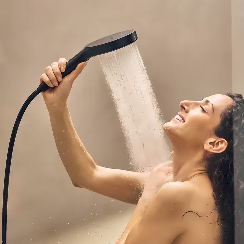 Hansgrohe Rainfinity tuš set EcoSmart u mat crnoj boji s ručnim tušem, šipkom i tekstilnim crijevom