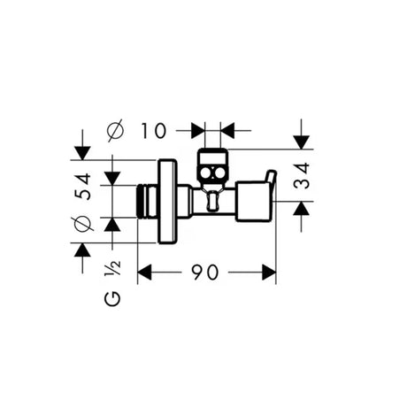 Kutni ventil Hansgrohe sa standardnim priključkom G 1/2 na G 3/8