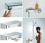 Hansgrohe showertablet Select 300 termostatska miješalica za kadu u bijeloj i krom izvedbi sa staklenom policom