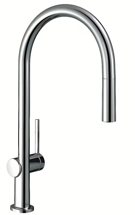 Kromirana miješalica za sudoper Hansgrohe Talis s visokim lučnim izljevom i izvlačnim tušem