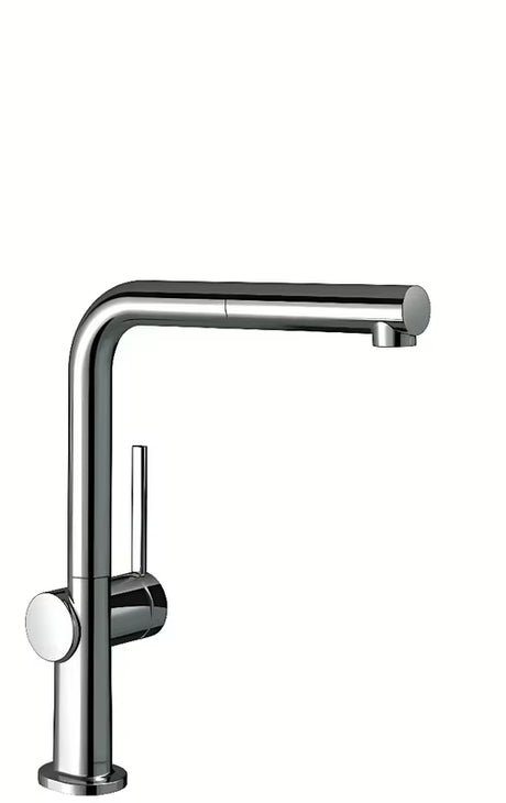 Kromirana miješalica za sudoper Hansgrohe Talis s izvlačnim tušem i izljevom u obliku slova L