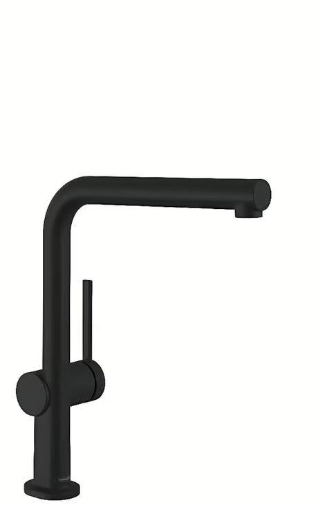 Mat crna jednoručna baterija miješalica za sudoper Hansgrohe Talis s sa zakretnim izljevom u obliku slova L